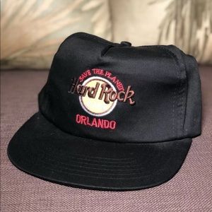 Hard Rock Cafe Orlando Leather Strapback Hat VTG